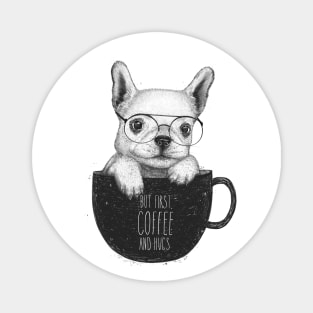 Pug with coffee Magnet